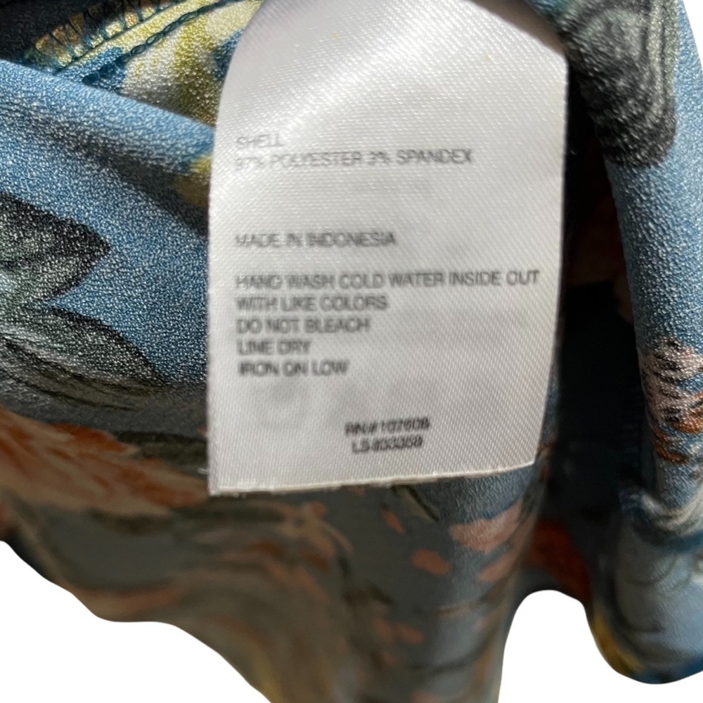 Laundry by Shelli Segal Teal Blue Floral Print Asymmetrical Ruffled Dress Sz 18W - Picture 7 of 10